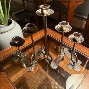 Silver Metal Candle Holder